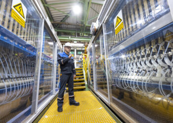 View of Covestro's chlorine electrolysis plant in Leverkusen. With immediate effect, the company is manufacturing around one-third of the product volume supplied to LANXESS using energy from hydropower based on guarantees of origin.