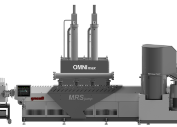 Gneuss OMNImax Recycling Machine with MRSjump Extrusion System, Rotary Filtration System and 3C Rotary Feeder.