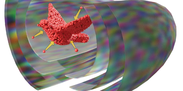Ultrasound forms a sound field in which particles are formed into an object.