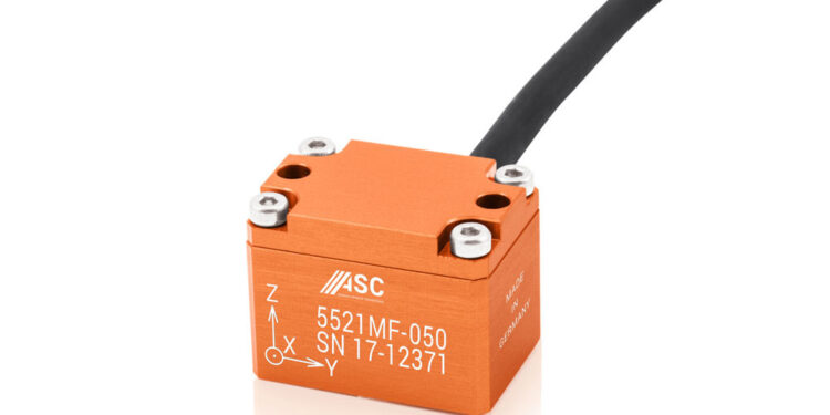 ASC sensors meet the high requirements of the test engineers The triaxial capacitive accelerometer ASC 5521MF covers measurement ranges from ±2 to ±200 g and has a wide frequency response of 0 Hz to 7 kHz (typically ±3 dB).