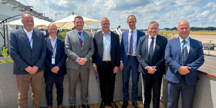 Solvay and Zotefoams representatives at the signing event. Solvay and Zotefoams have signed a long-term supply agreement for Solef PVDF to be used in high-performance closed-cell foams for a wide range of lightweighting aircraft interior applications.