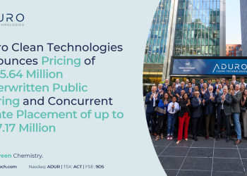 Aduro Clean Technologies Secures US$15.64 Million Through Public Offering